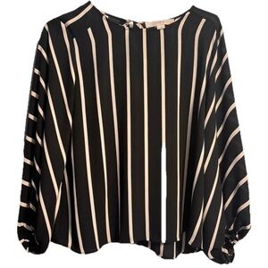 LOFT Black and White Striped Blouse